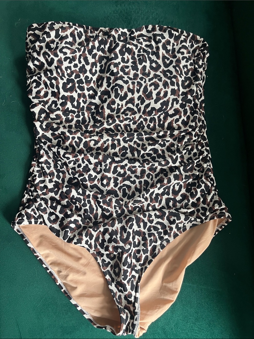 J. Crew Leopard-Print Strapless One-Piece Bodysuit - Black/Brown/Cream